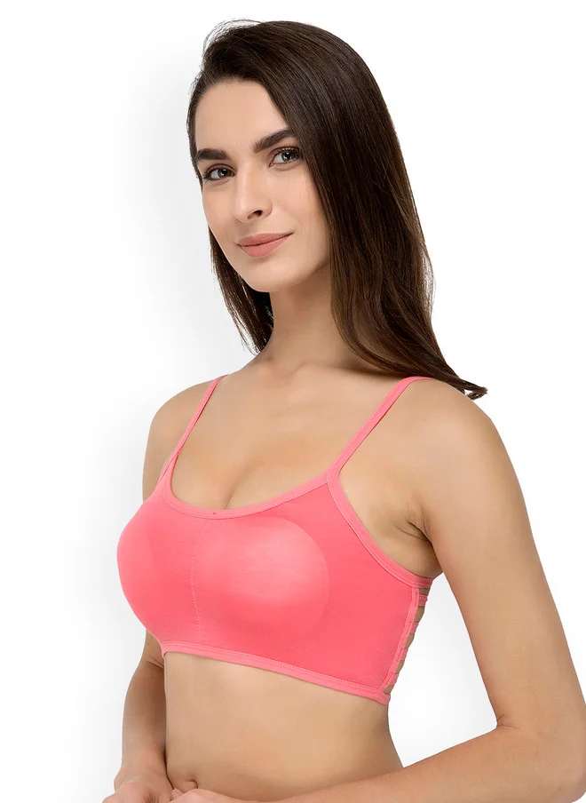 ليس اند مي  Laceandme Rose Pink Solid Non-Wired Lightly Padded Bralette Bra 4432